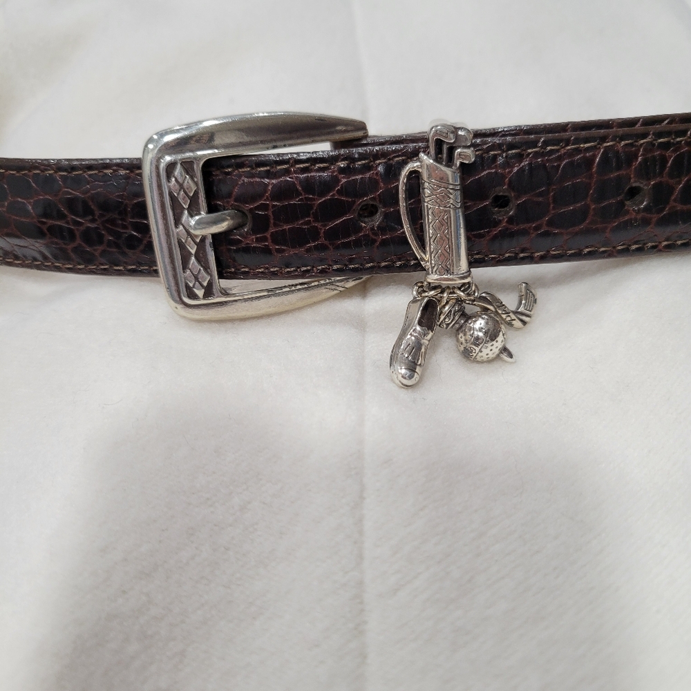 Brighton Golf Motif Leather Belt Size ML